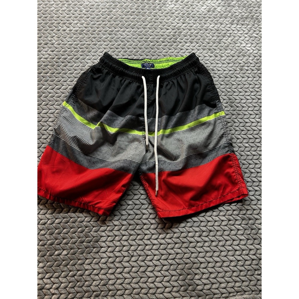 Kailua Surf Swim Trunks Mens XL Black Red Neon Board Shorts Beach